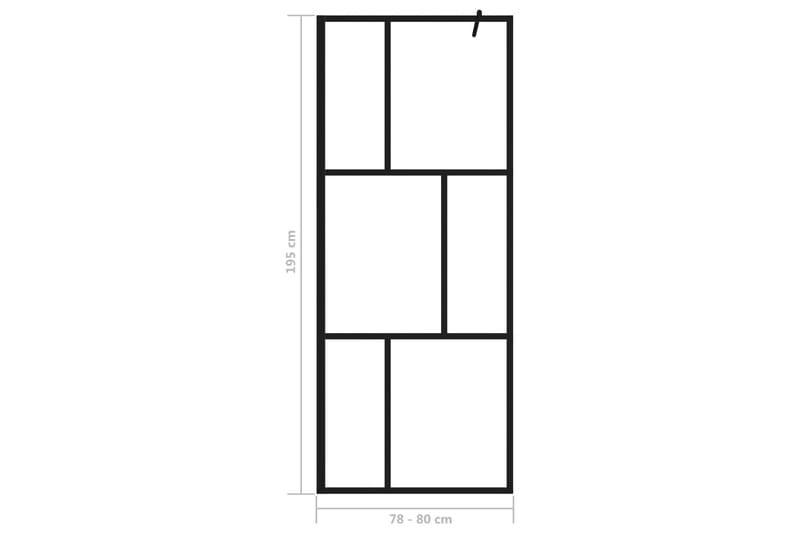 Dusjvegg med herdet glass svart 80x195 cm - Svart - Hus & oppussing - Kjøkken & bad - Baderom - Dusjer