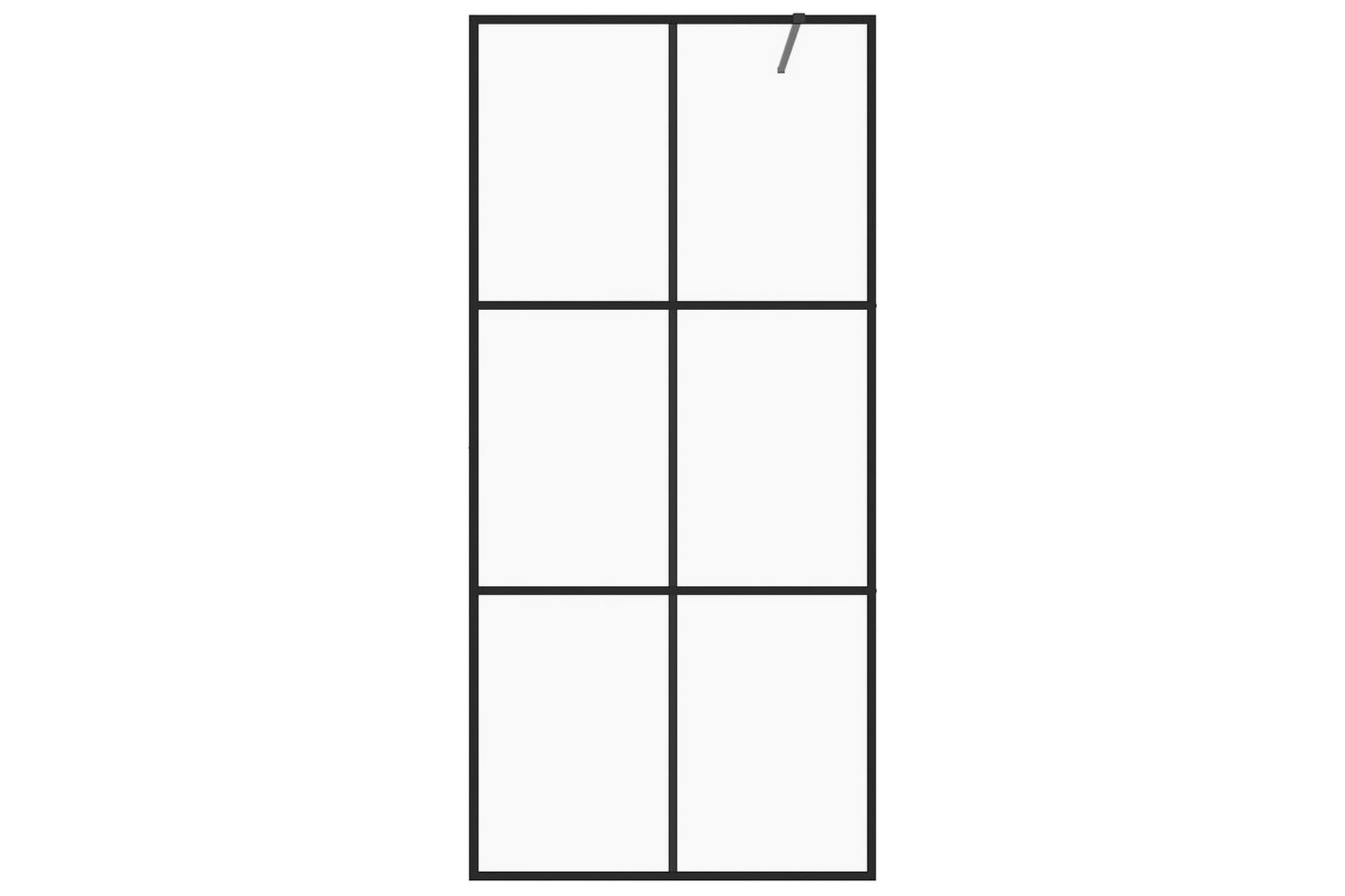Dusjvegg med klart ESG-glass 100x195 cm svart - Gjennomsiktig - Hus & oppussing - Kjøkken & bad - Baderom - Dusjer