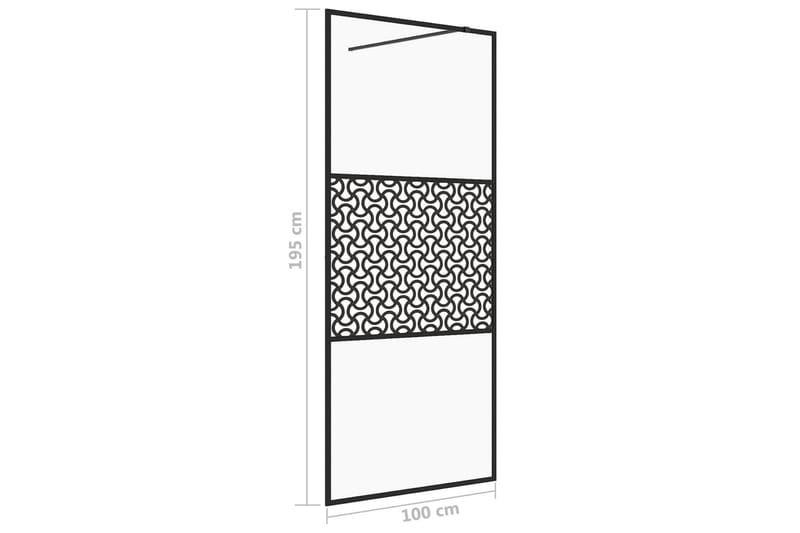 Dusjvegg med klart ESG-glass 100x195 cm svart - Gjennomsiktig - Hus & oppussing - Kjøkken & bad - Baderom - Dusjer