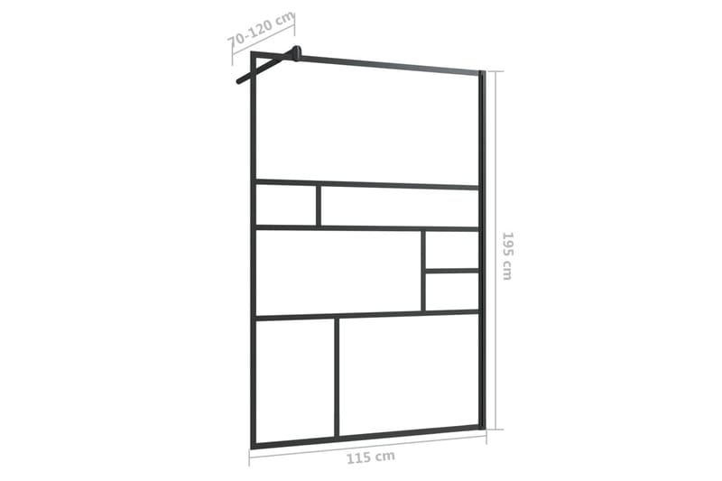Dusjvegg med klart ESG-glass 115x195 cm svart - Gjennomsiktig - Hus & oppussing - Kjøkken & bad - Baderom - Dusjer