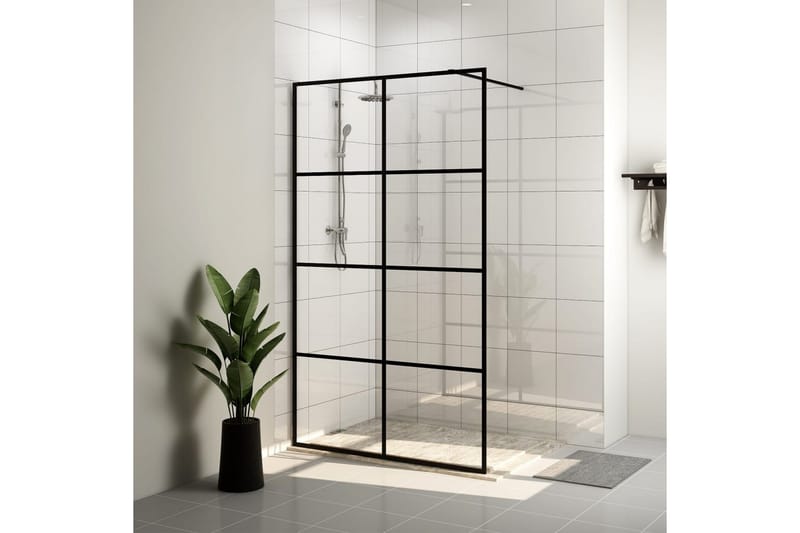 Dusjvegg med klart ESG-glass 115x195 cm svart - Gjennomsiktig - Hus & oppussing - Kjøkken & bad - Baderom - Dusjer