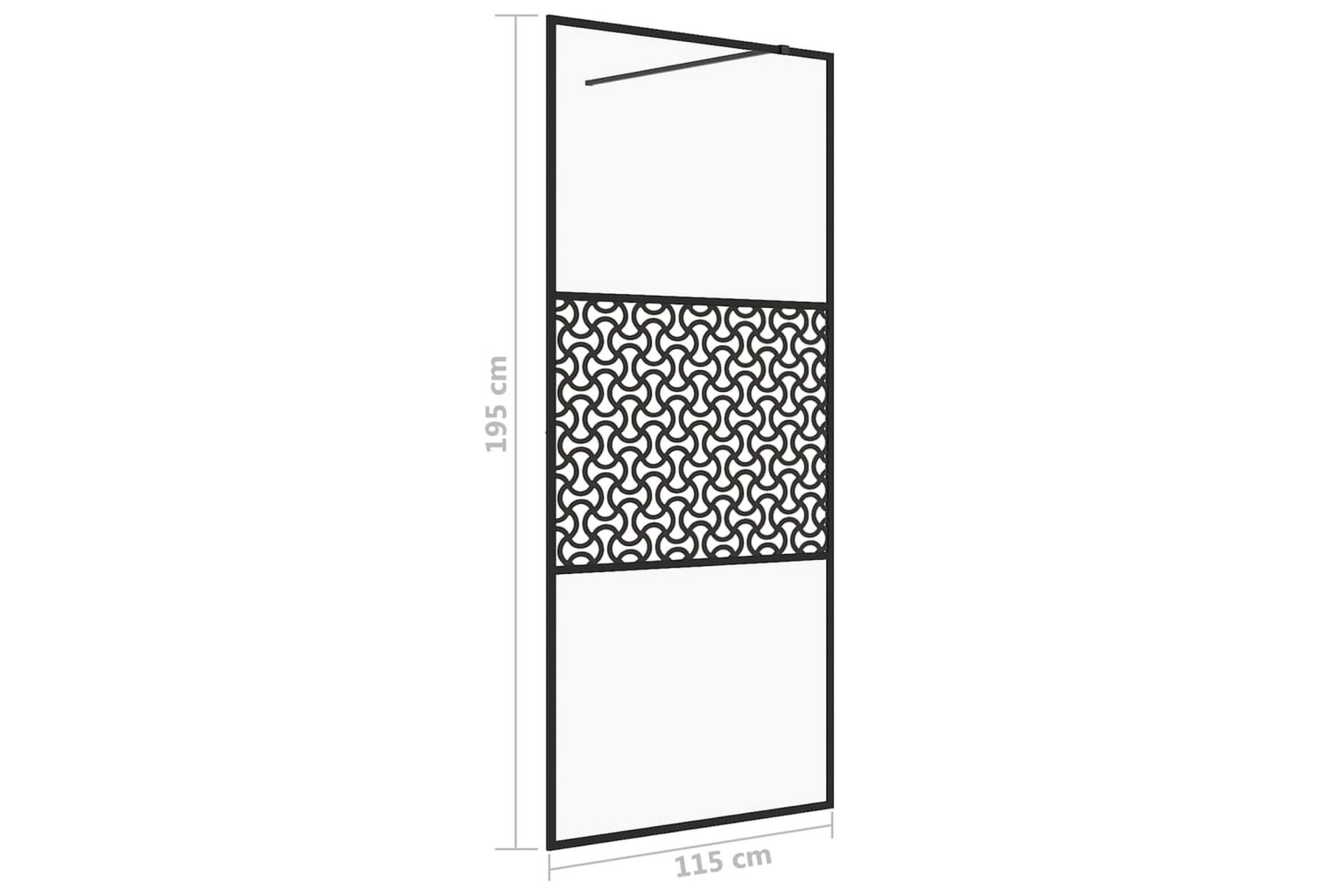 Dusjvegg med klart ESG-glass 115x195 cm svart - Gjennomsiktig - Hus & oppussing - Kjøkken & bad - Baderom - Dusjer