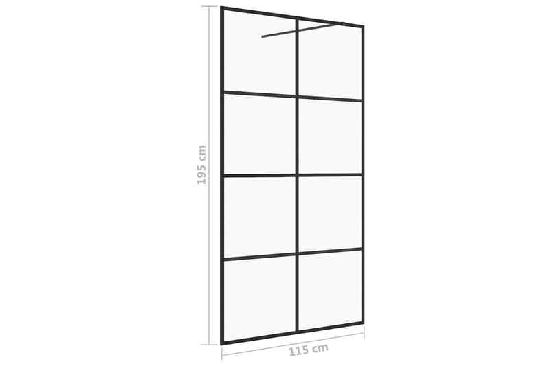 Dusjvegg med klart ESG-glass 115x195 cm svart - Gjennomsiktig - Hus & oppussing - Kjøkken & bad - Baderom - Dusjer