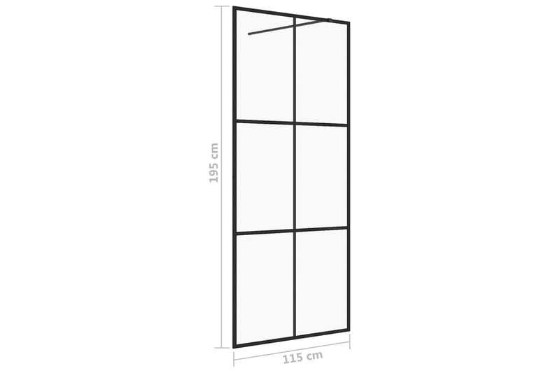 Dusjvegg med klart ESG-glass 115x195 cm svart - Gjennomsiktig - Hus & oppussing - Kjøkken & bad - Baderom - Dusjer