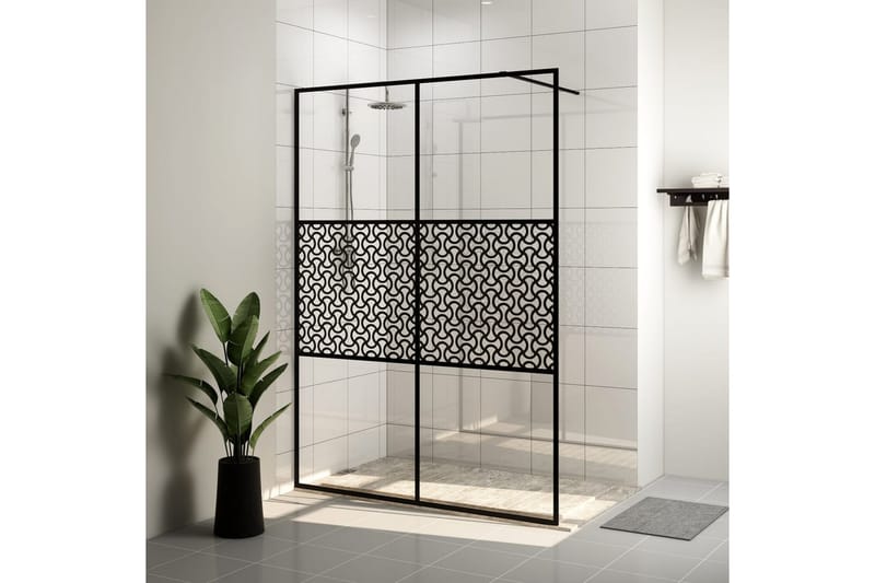 Dusjvegg med klart ESG-glass 140x195 cm svart - Gjennomsiktig - Hus & oppussing - Kjøkken & bad - Baderom - Dusjer