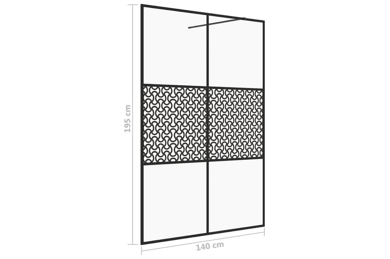 Dusjvegg med klart ESG-glass 140x195 cm svart - Gjennomsiktig - Hus & oppussing - Kjøkken & bad - Baderom - Dusjer