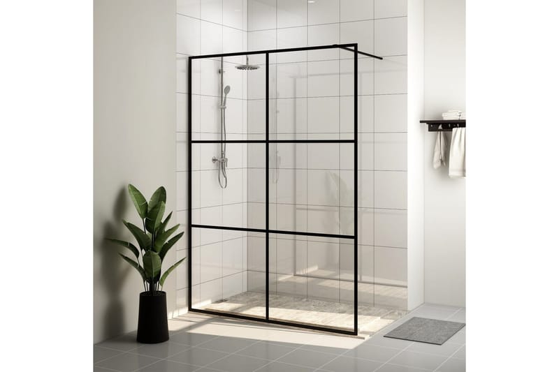 Dusjvegg med klart ESG-glass 140x195 cm svart - Gjennomsiktig - Hus & oppussing - Kjøkken & bad - Baderom - Dusjer