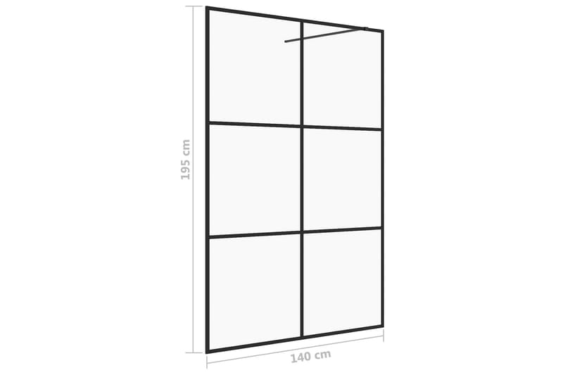 Dusjvegg med klart ESG-glass 140x195 cm svart - Gjennomsiktig - Dusjvegger