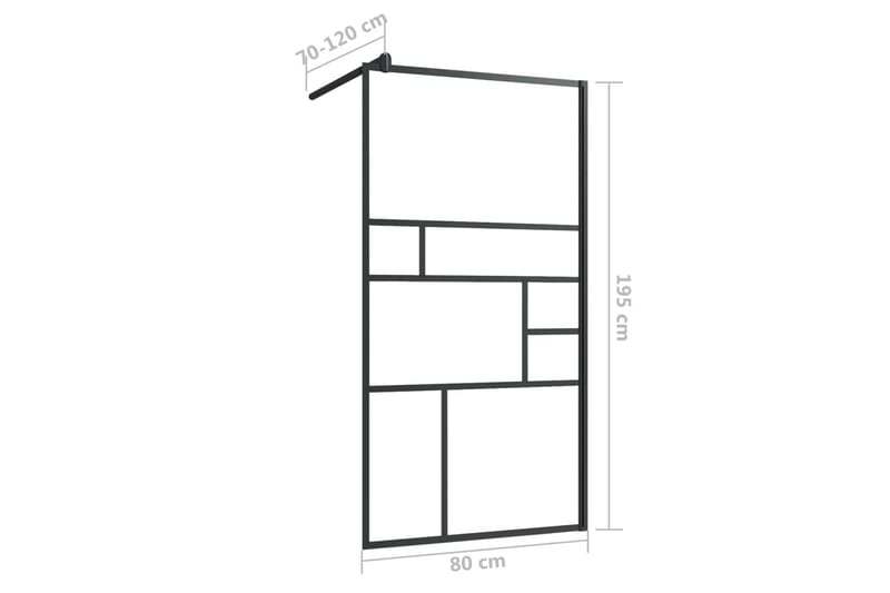 Dusjvegg med klart ESG-glass 80x195 cm svart - Gjennomsiktig - Hus & oppussing - Kjøkken & bad - Baderom - Dusjer