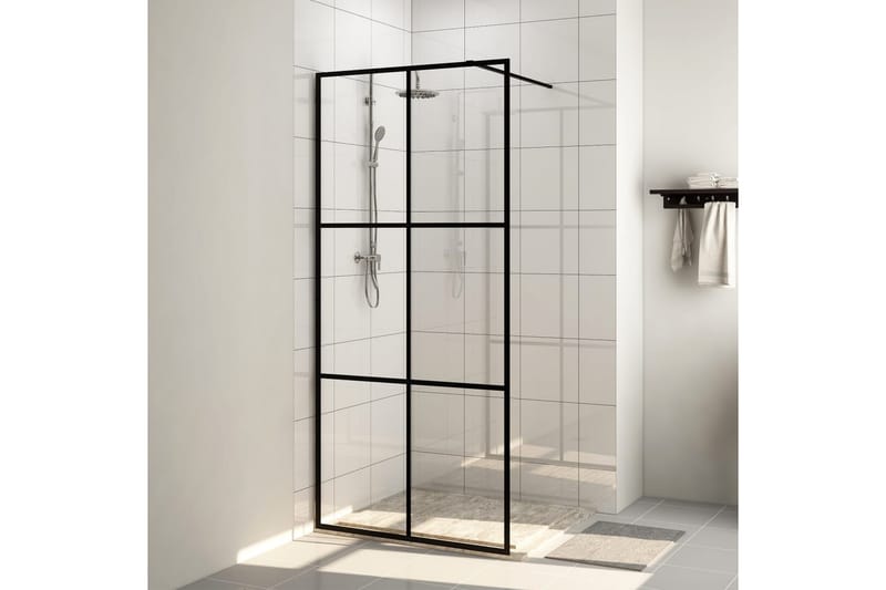Dusjvegg med klart ESG-glass 80x195 cm svart - Gjennomsiktig - Hus & oppussing - Kjøkken & bad - Baderom - Dusjer
