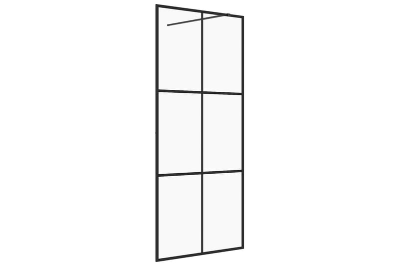 Dusjvegg med klart ESG-glass 80x195 cm svart - Gjennomsiktig - Hus & oppussing - Kjøkken & bad - Baderom - Dusjer