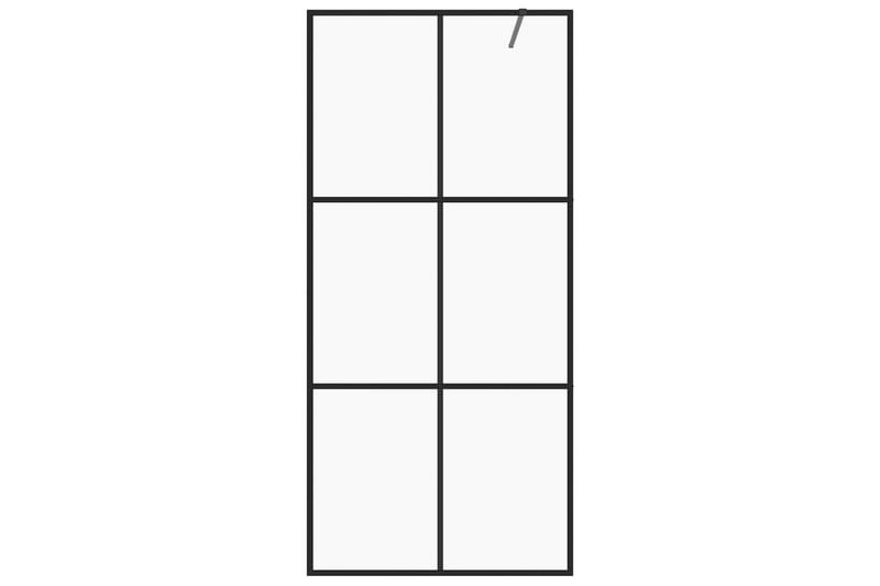 Dusjvegg med klart ESG-glass 80x195 cm svart - Gjennomsiktig - Dusjvegger