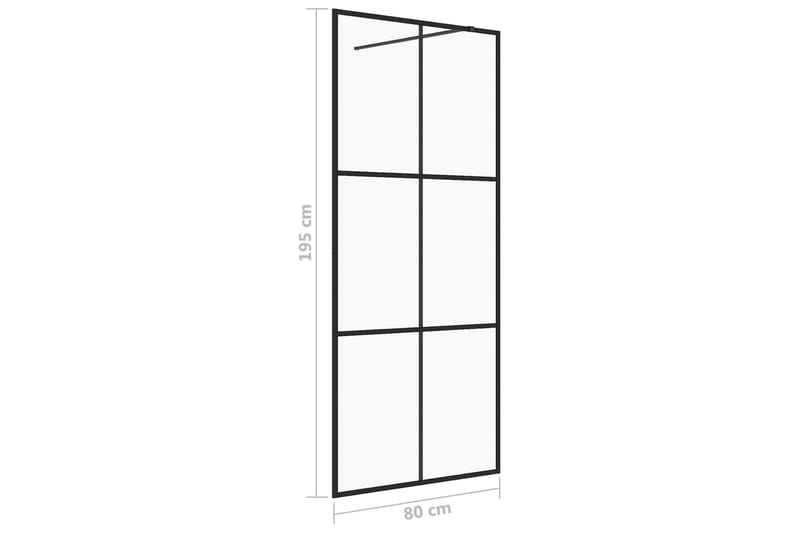 Dusjvegg med klart ESG-glass 80x195 cm svart - Gjennomsiktig - Dusjvegger