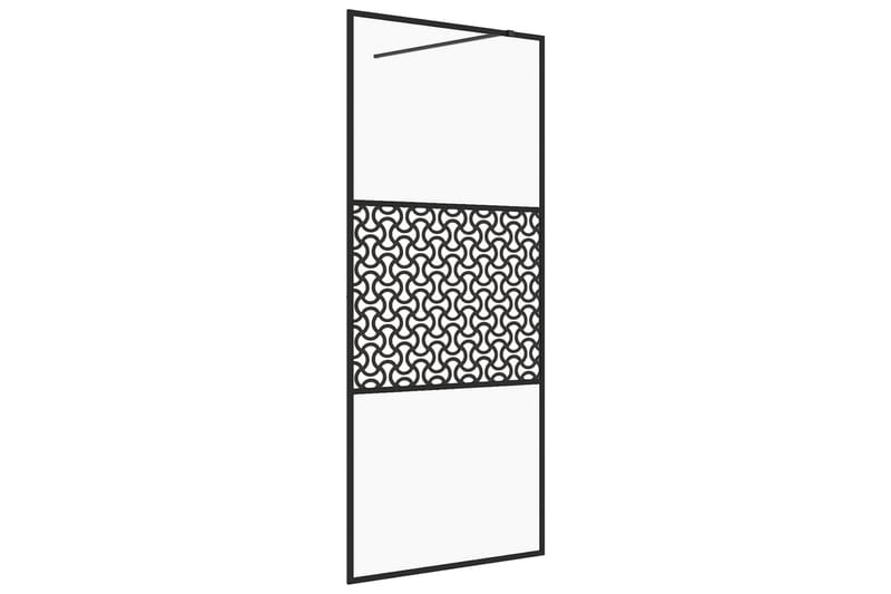 Dusjvegg med klart ESG-glass 80x195 cm svart - Gjennomsiktig - Hus & oppussing - Kjøkken & bad - Baderom - Dusjer