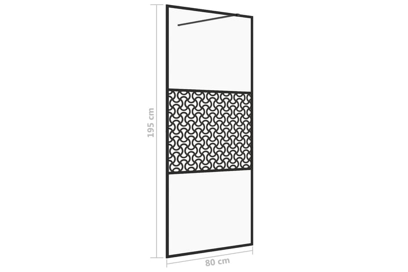 Dusjvegg med klart ESG-glass 80x195 cm svart - Gjennomsiktig - Hus & oppussing - Kjøkken & bad - Baderom - Dusjer