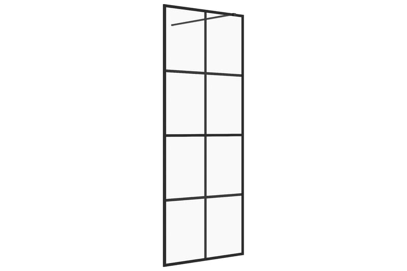 Dusjvegg med klart ESG-glass 80x195 cm svart - Gjennomsiktig - Hus & oppussing - Kjøkken & bad - Baderom - Dusjer