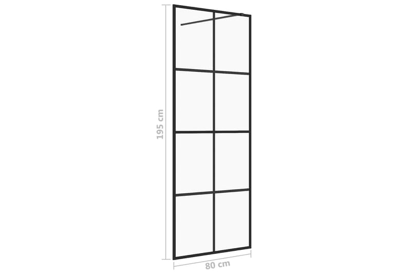 Dusjvegg med klart ESG-glass 80x195 cm svart - Gjennomsiktig - Hus & oppussing - Kjøkken & bad - Baderom - Dusjer