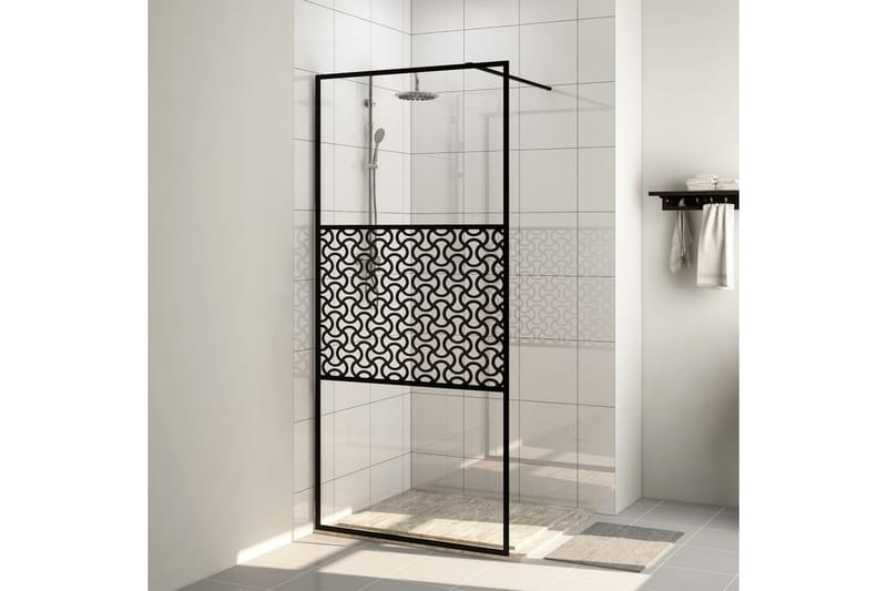 Dusjvegg med klart ESG-glass 90x195 cm svart - Gjennomsiktig - Hus & oppussing - Kjøkken & bad - Baderom - Dusjer