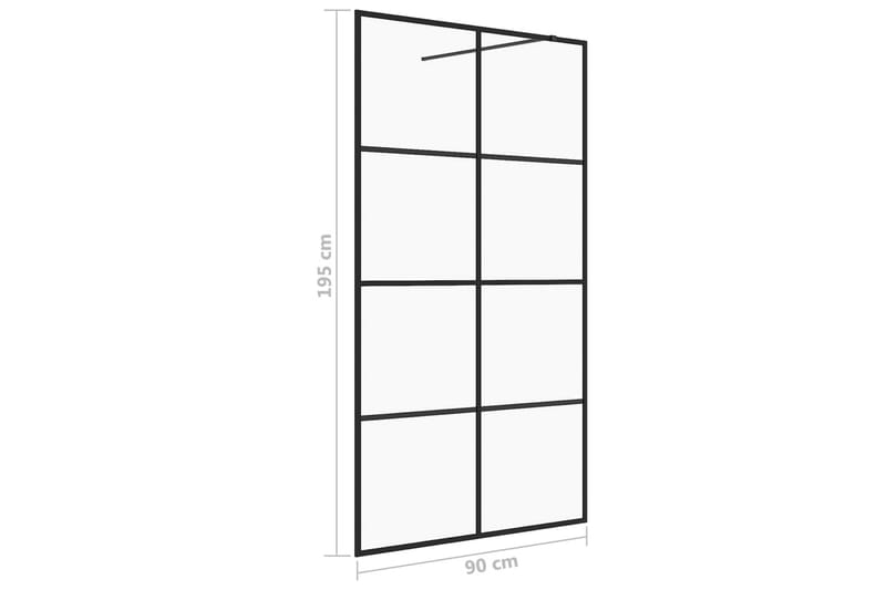 Dusjvegg med klart ESG-glass 90x195 cm svart - Gjennomsiktig - Hus & oppussing - Kjøkken & bad - Baderom - Dusjer