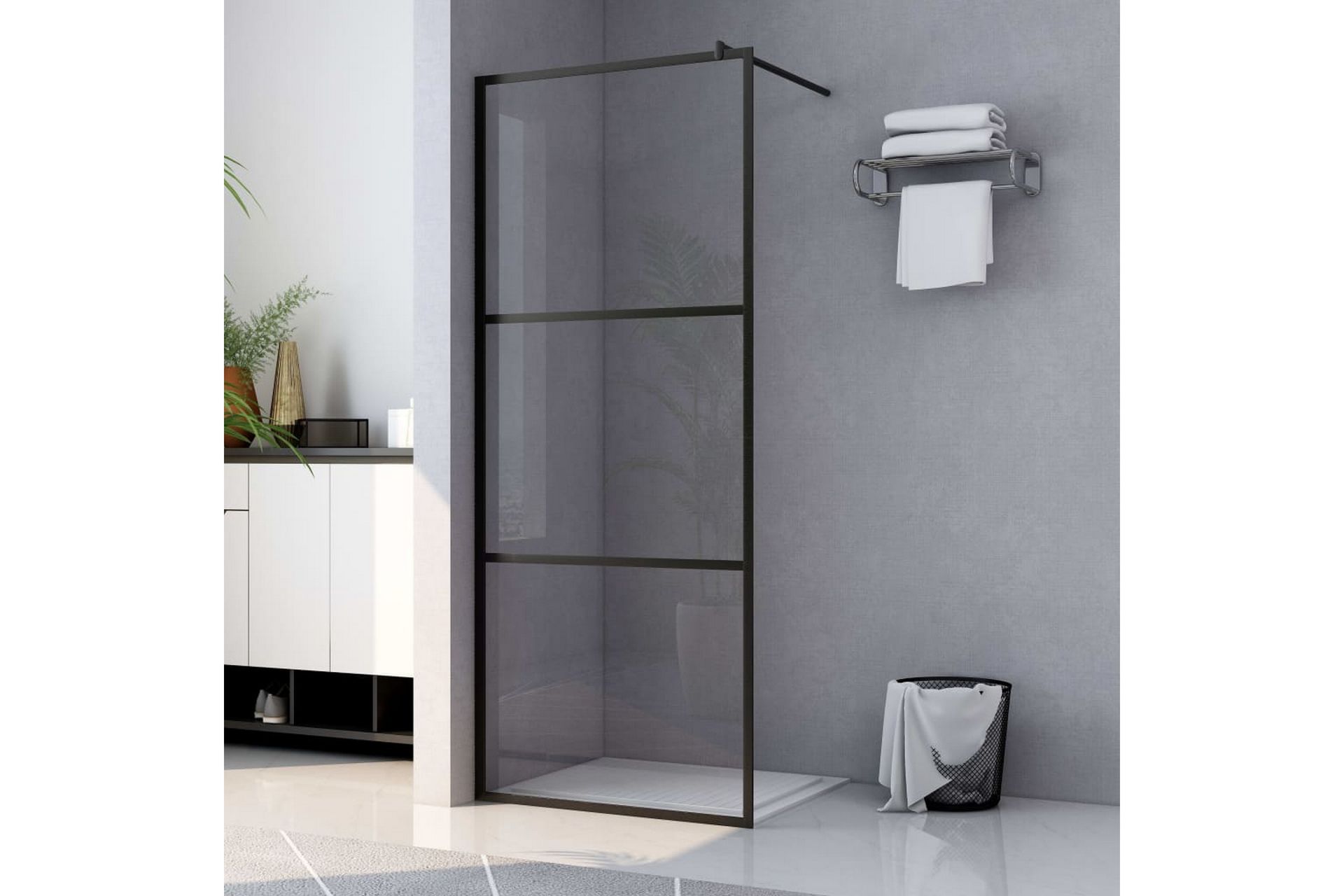 Dusjvegg med klart ESG-glass svart 100x195 cm - Svart - Hus & oppussing - Kjøkken & bad - Baderom - Dusjer