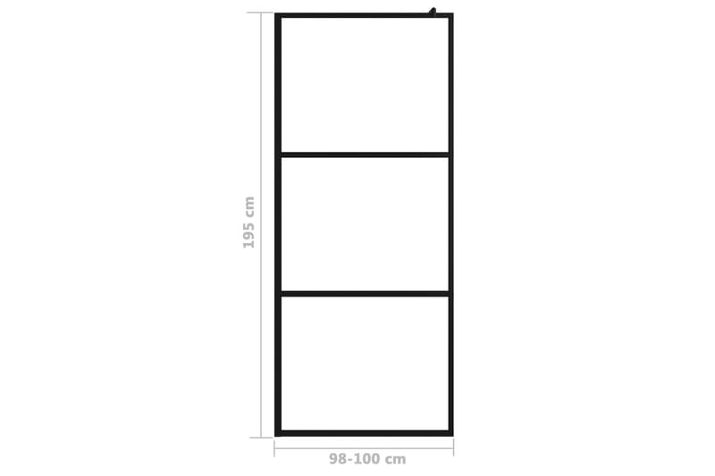 Dusjvegg med klart ESG-glass svart 100x195 cm - Svart - Hus & oppussing - Kjøkken & bad - Baderom - Dusjer
