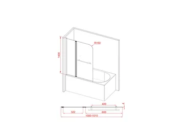 Dusserud Dusjvegg 140 cm - Svart - Hus & oppussing - Kjøkken & bad - Baderom - Dusjer - Dusjvegger