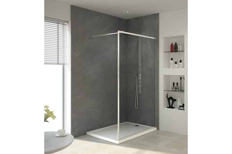 Gullebo Dusjvegg 70x200 cm - hvit - Hus & oppussing - Kjøkken & bad - Baderom - Dusjer