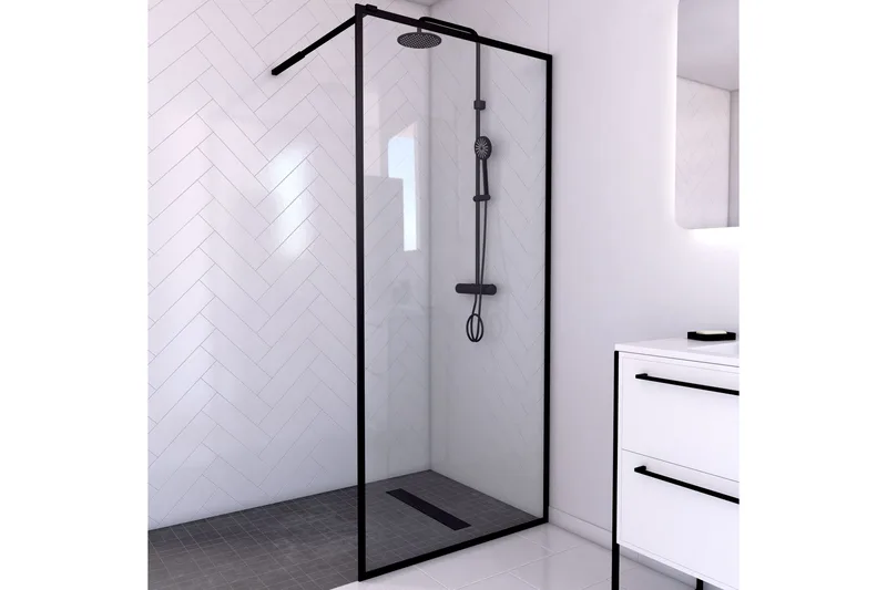 Gullebo Dusjvegg 70x200 cm, Svart