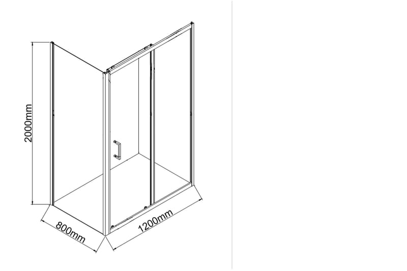 Gullebo Glassvegg 200 cm - Svart - Hus & oppussing - Kjøkken & bad - Baderom - Dusjer