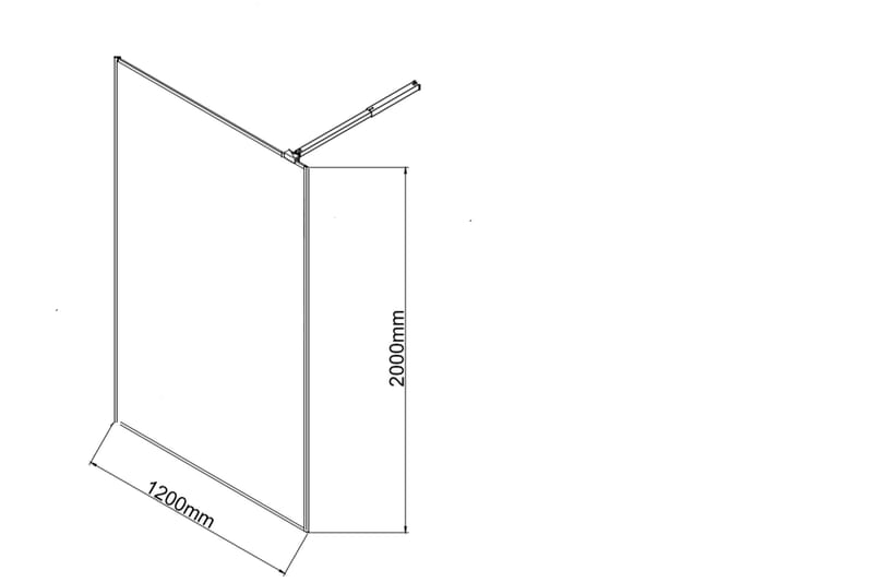 Gullebo Glassvegg 200 cm - Svart - Dusjvegger