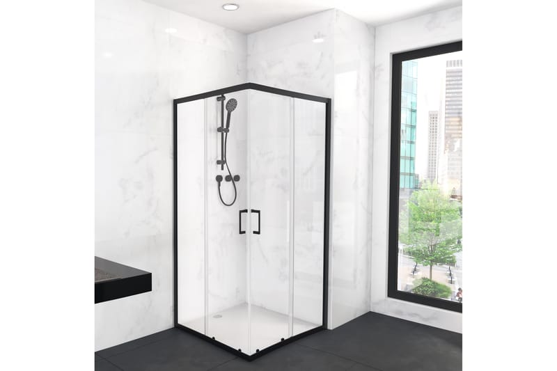 Gullebo Glassvegg 200 cm - Svart - Hus & oppussing - Kjøkken & bad - Baderom - Dusjer