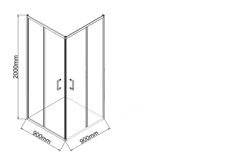 Gullebo Glassvegg 200 cm - Svart - Hus & oppussing - Kjøkken & bad - Baderom - Dusjer