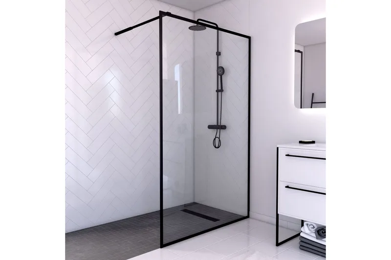 Gullebo Glassvegg 200 cm, Svart