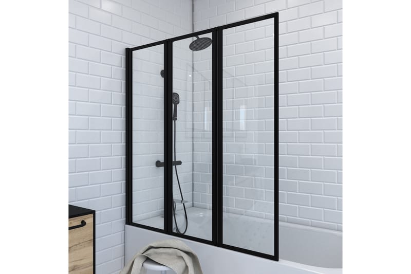 Knutby Dusjvegg 125x143 cm - Svart - Hus & oppussing - Kjøkken & bad - Baderom - Dusjer