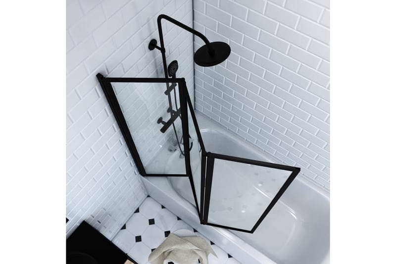 Knutby Dusjvegg 125x143 cm - Svart - Hus & oppussing - Kjøkken & bad - Baderom - Dusjer