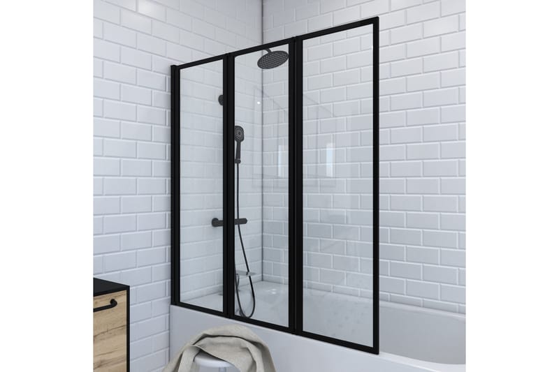 Knutby Dusjvegg 125x143 cm, Svart