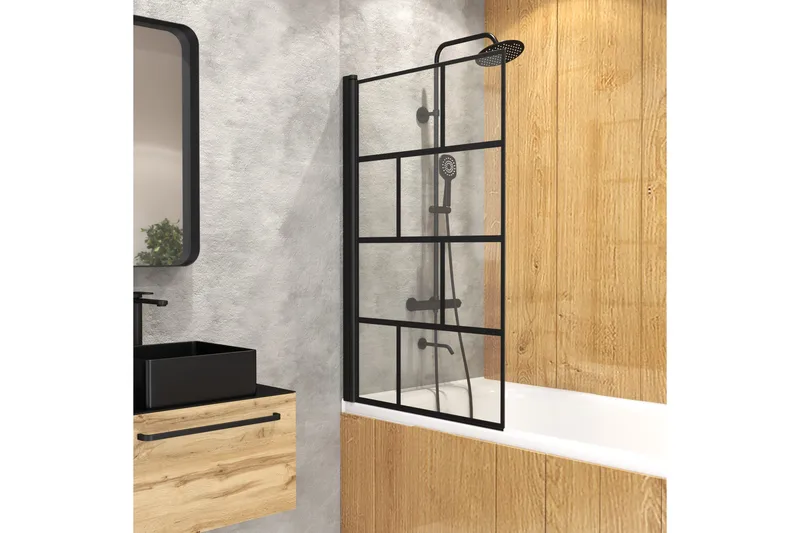 Knutby Dusjvegg 75x125 cm, Svart