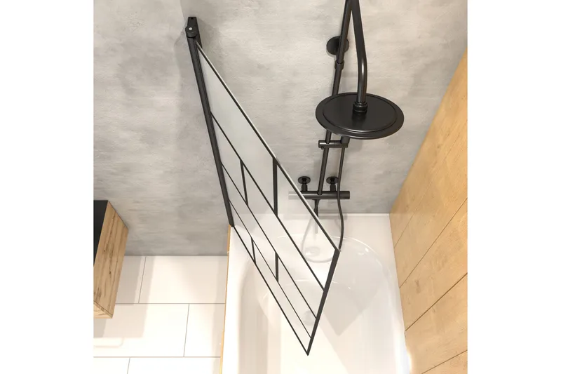 Knutby Dusjvegg 75x125 cm - Svart - Hus & oppussing - Kjøkken & bad - Baderom - Dusjer - Dusjvegger