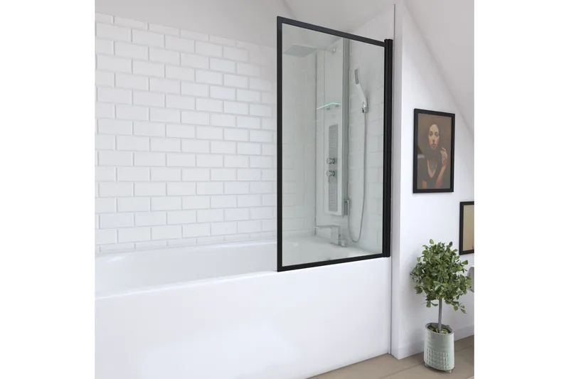 Knutby Dusjvegg 75x130 cm, Svart