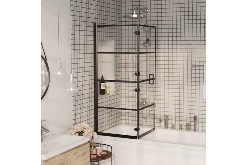 Leddet dusjdør ESG 120x140 cm svart - Hus & oppussing - Kjøkken & bad - Baderom - Dusjer
