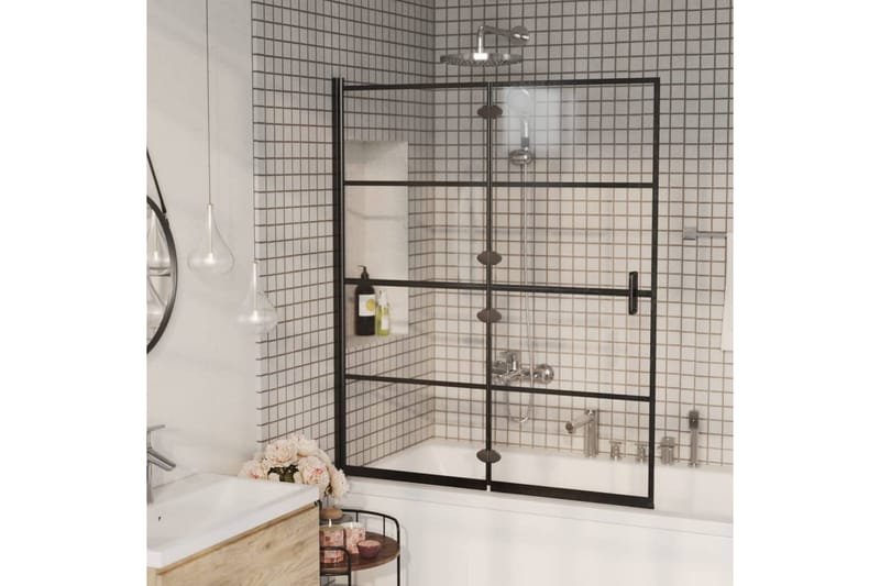 Leddet dusjdør ESG 120x140 cm svart - Hus & oppussing - Kjøkken & bad - Baderom - Dusjer