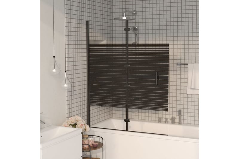 Leddet dusjdør ESG 120x140 cm svart - Dusjvegger