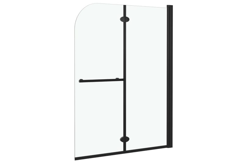 Leddet dusjdør med 2 paneler ESG 95x140 cm svart - Dusjvegger