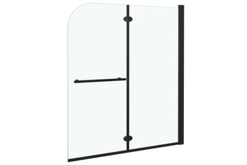Leddet dusjdør med 2 paneler ESG 120x140 cm svart - Hus & oppussing - Kjøkken & bad - Baderom - Dusjer