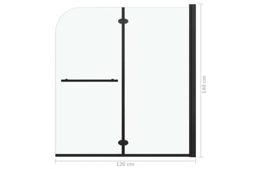 Leddet dusjdør med 2 paneler ESG 120x140 cm svart - Hus & oppussing - Kjøkken & bad - Baderom - Dusjer