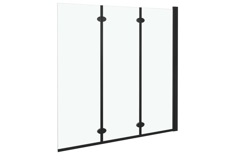 Leddet dusjdør med 3 paneler ESG 130x138 cm svart - Hus & oppussing - Kjøkken & bad - Baderom - Dusjer