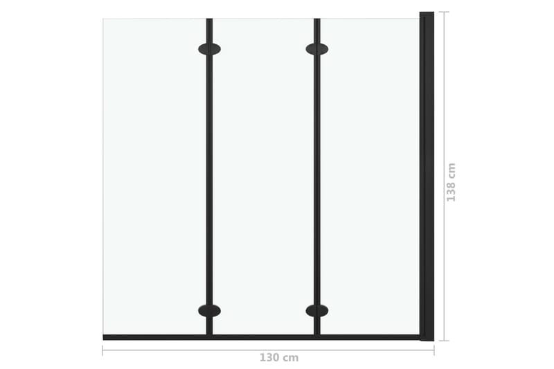Leddet dusjdør med 3 paneler ESG 130x138 cm svart - Hus & oppussing - Kjøkken & bad - Baderom - Dusjer