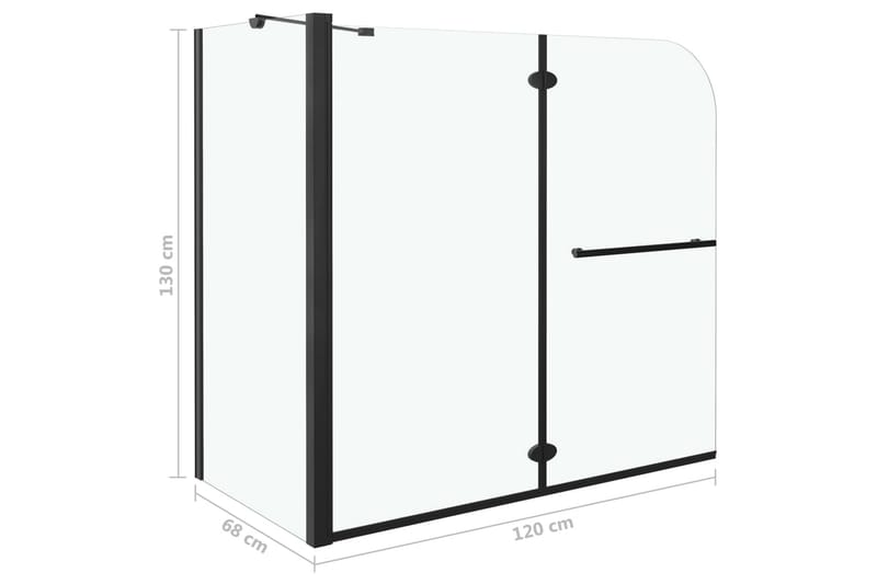 Leddet dusjkabinett ESG 120x68x130 cm svart - Hus & oppussing - Kjøkken & bad - Baderom - Dusjer