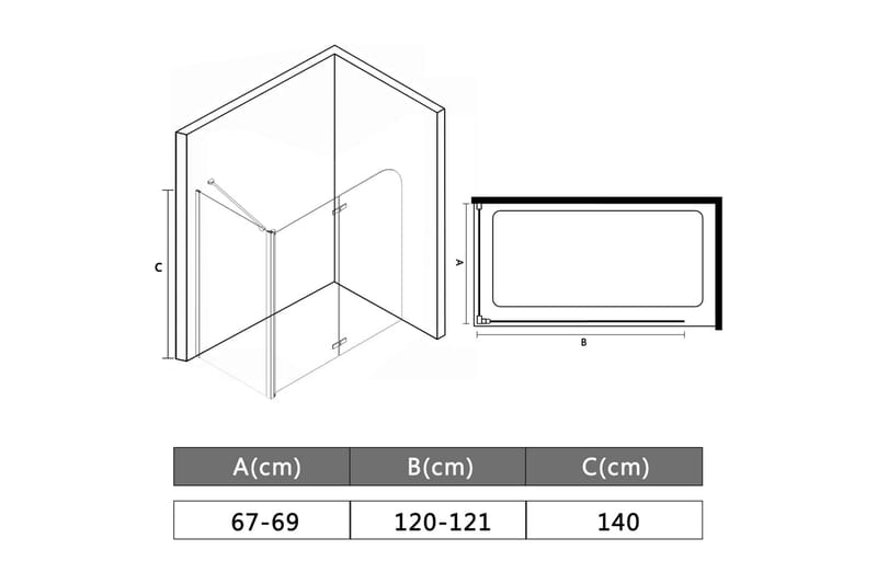 Leddet dusjkabinett ESG 120x68x130 cm - Hus & oppussing - Kjøkken & bad - Baderom - Dusjer