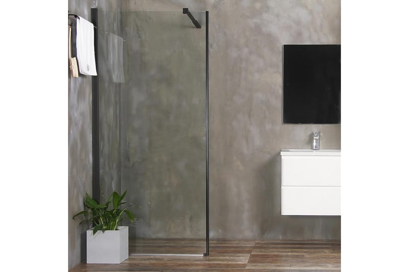 Mangesidig Dusjvegg 90x190 cm - Svart|Glass - Hus & oppussing - Kjøkken & bad - Baderom - Dusjer